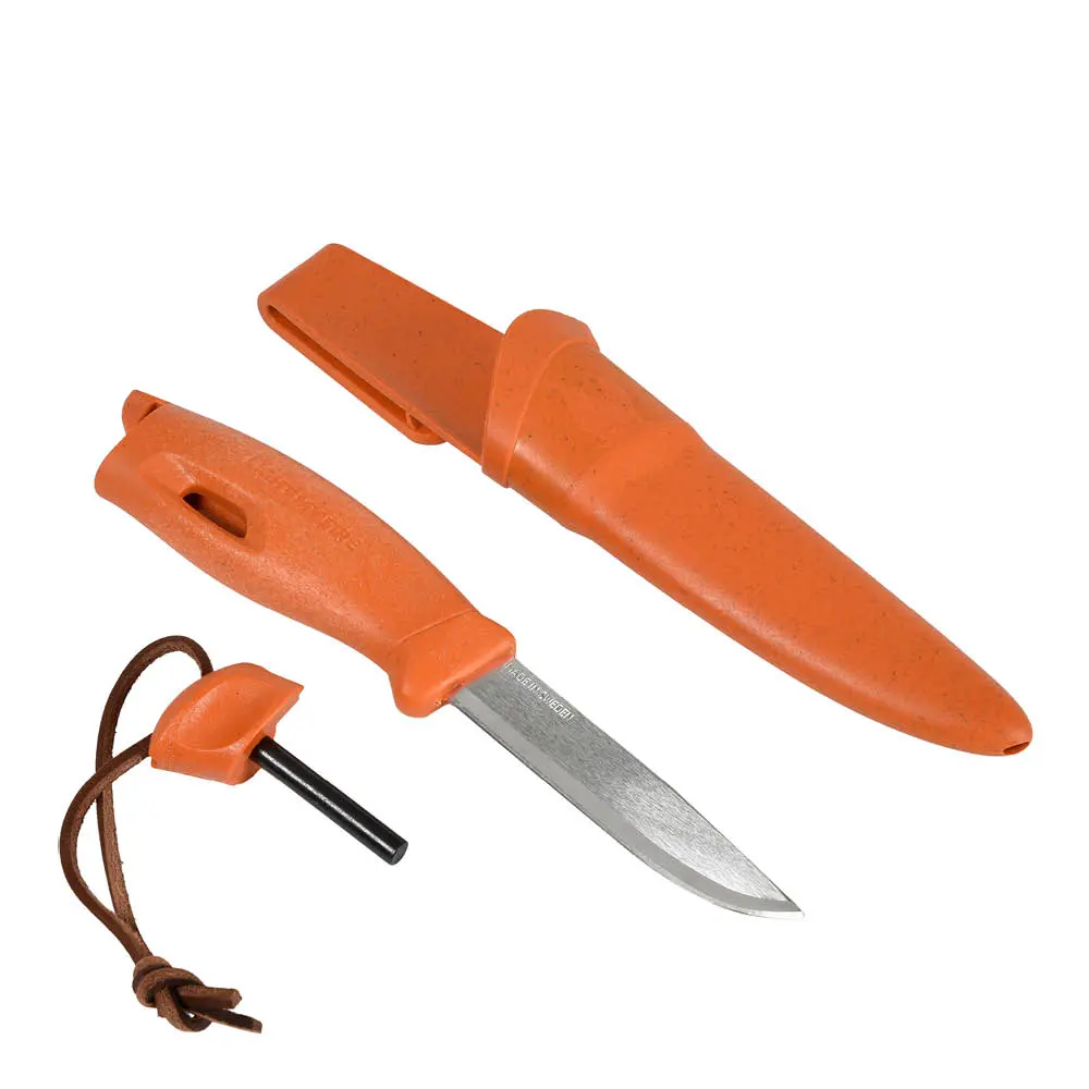 Swedish FireKnife 2in1 kniv med tennstål 22 cm rustyorange