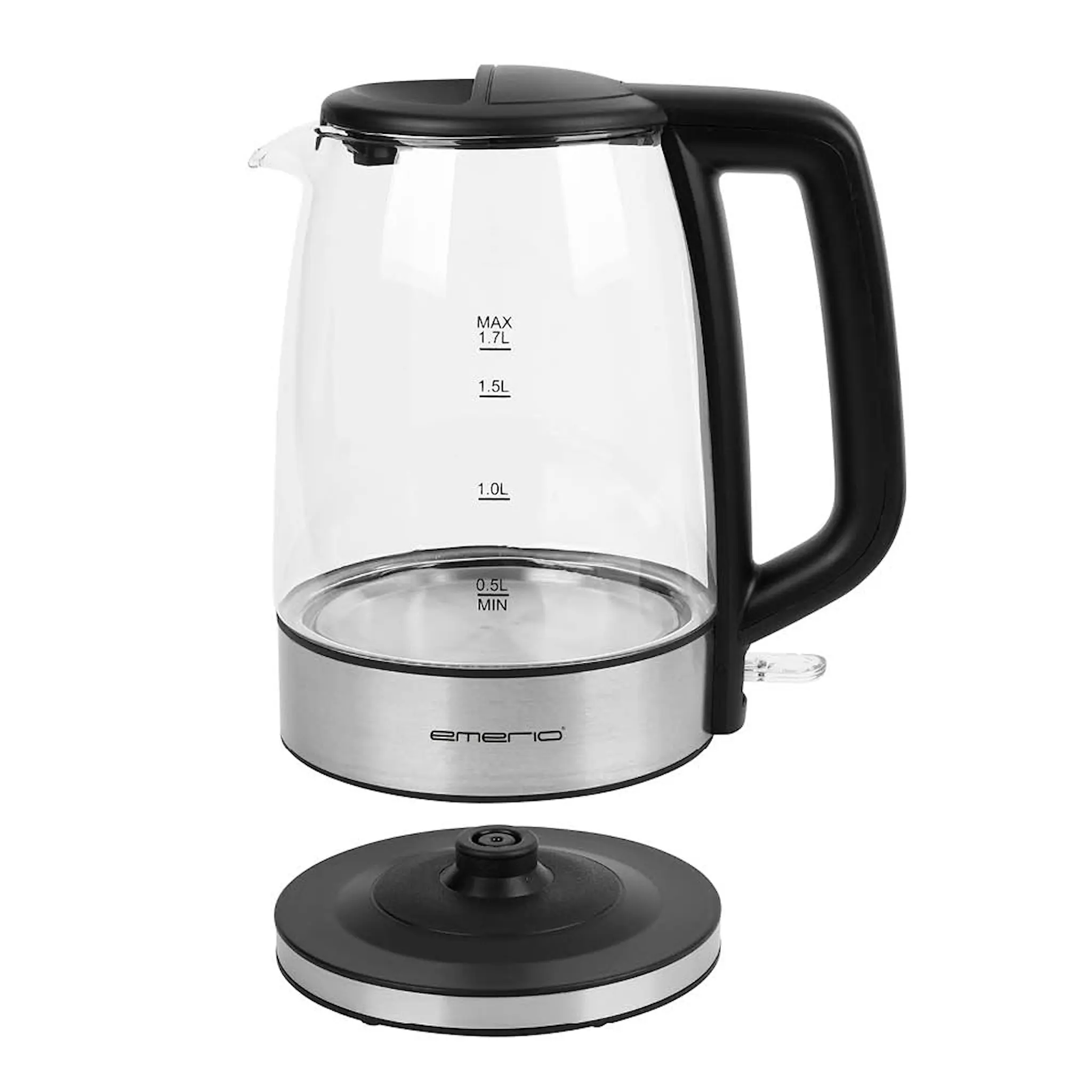 EMERIO Vattenkokare 1,7 L 25,5 cm glas