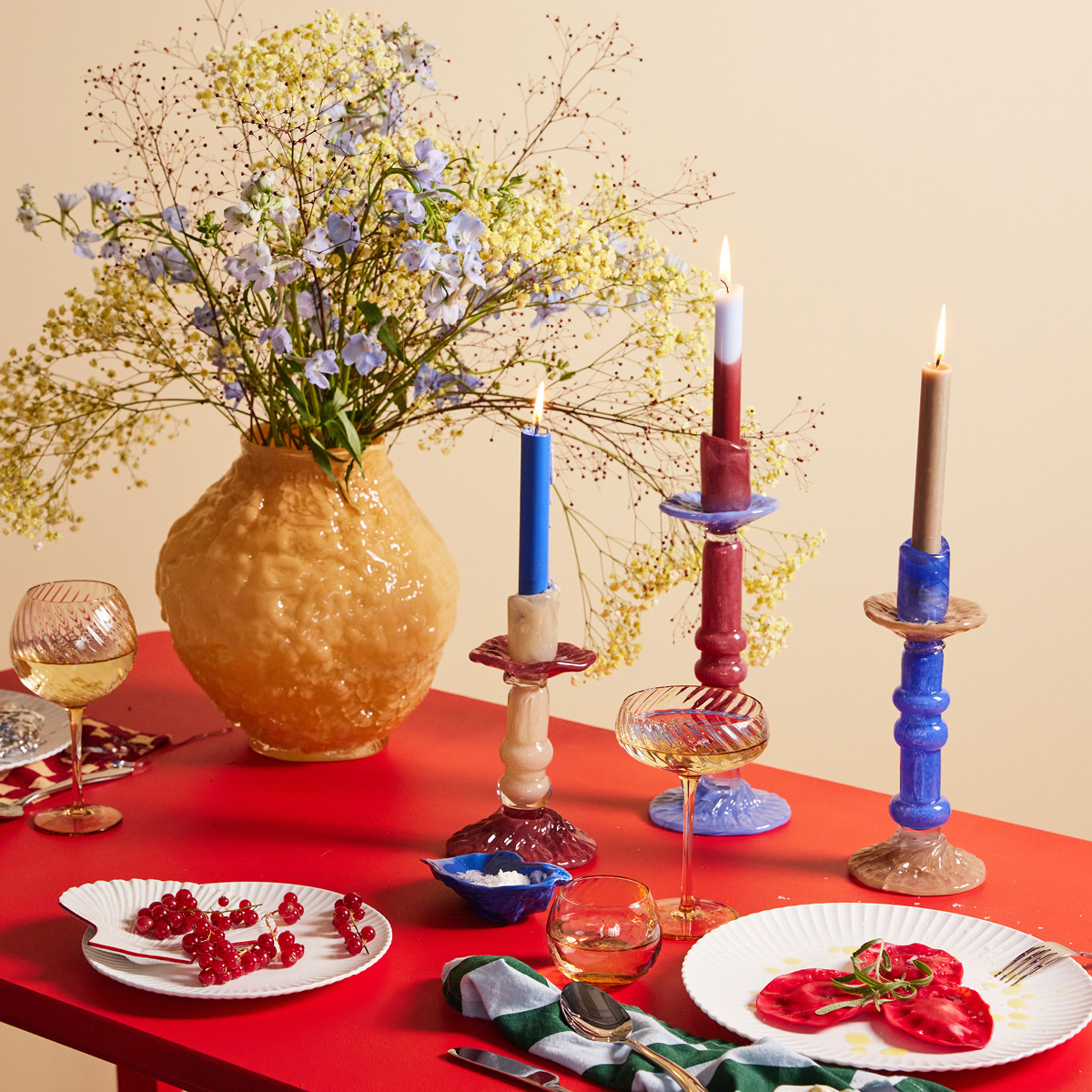 ByOn Lara Kynttilänjalka 12x32 cm Viininpunainen