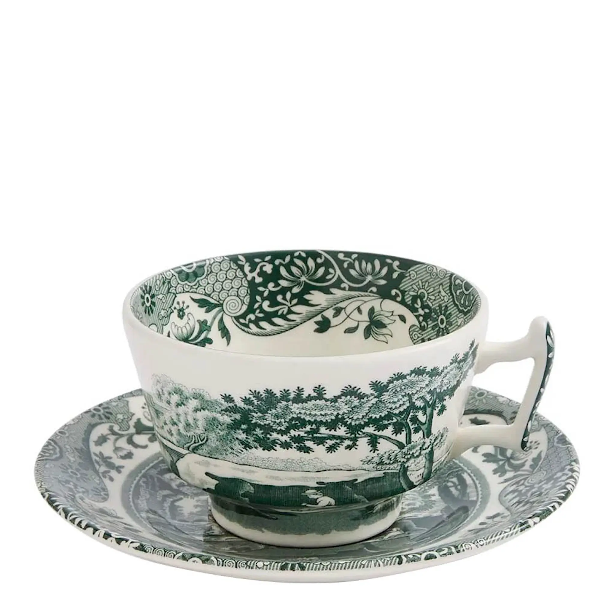 Spode Heritage Green Italian tekopp med fat 20 cl grön/vit