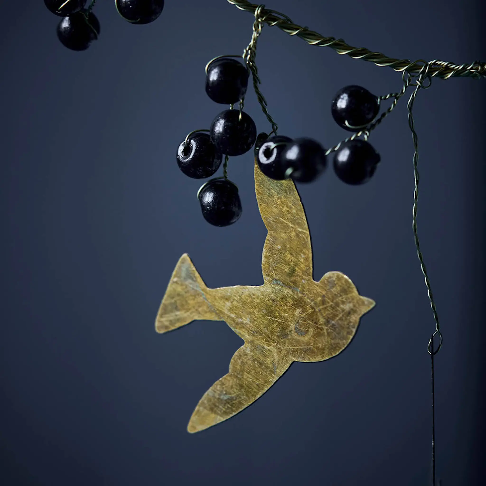 House Doctor Bird Joulukoriste 10 cm Musta/Messinki