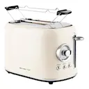 Retro brödrost med bullvärmare för 2 skivor beige