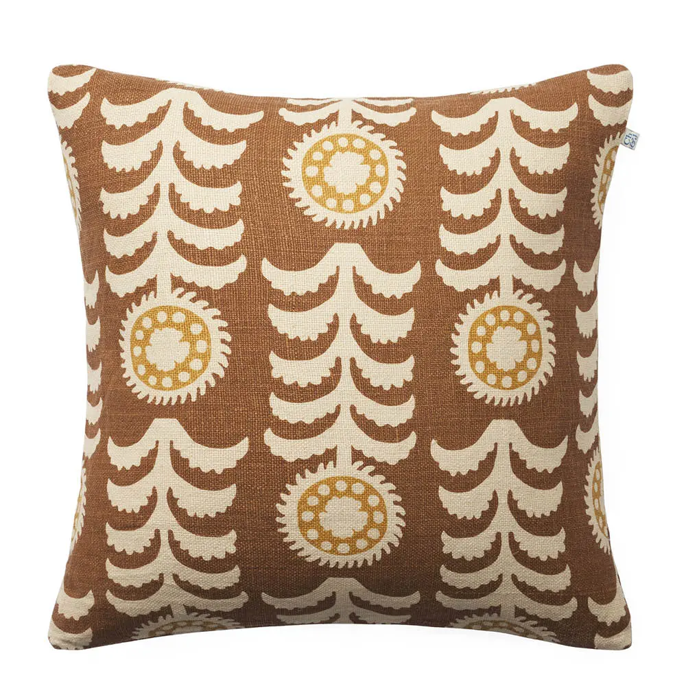 Alok putetrekk lin 50x50 cm Taupe/Spicy Yellow