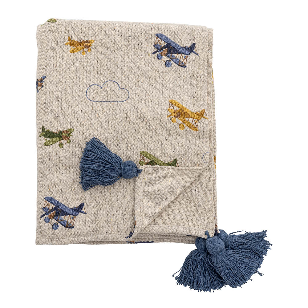 Bloomingville MINI Plane pläd 160x130 cm natur/multi