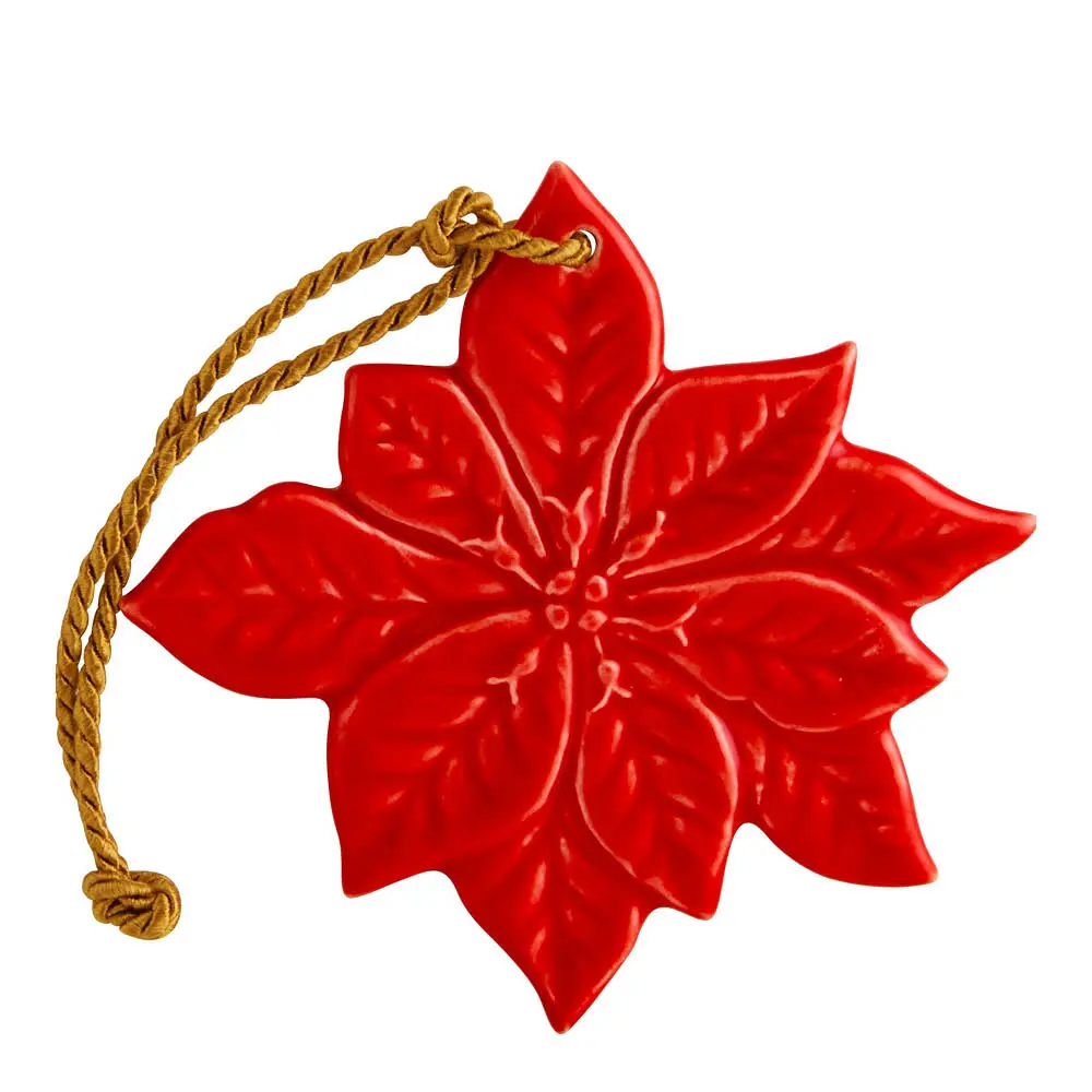 Juleornament julerose 9 cm rød