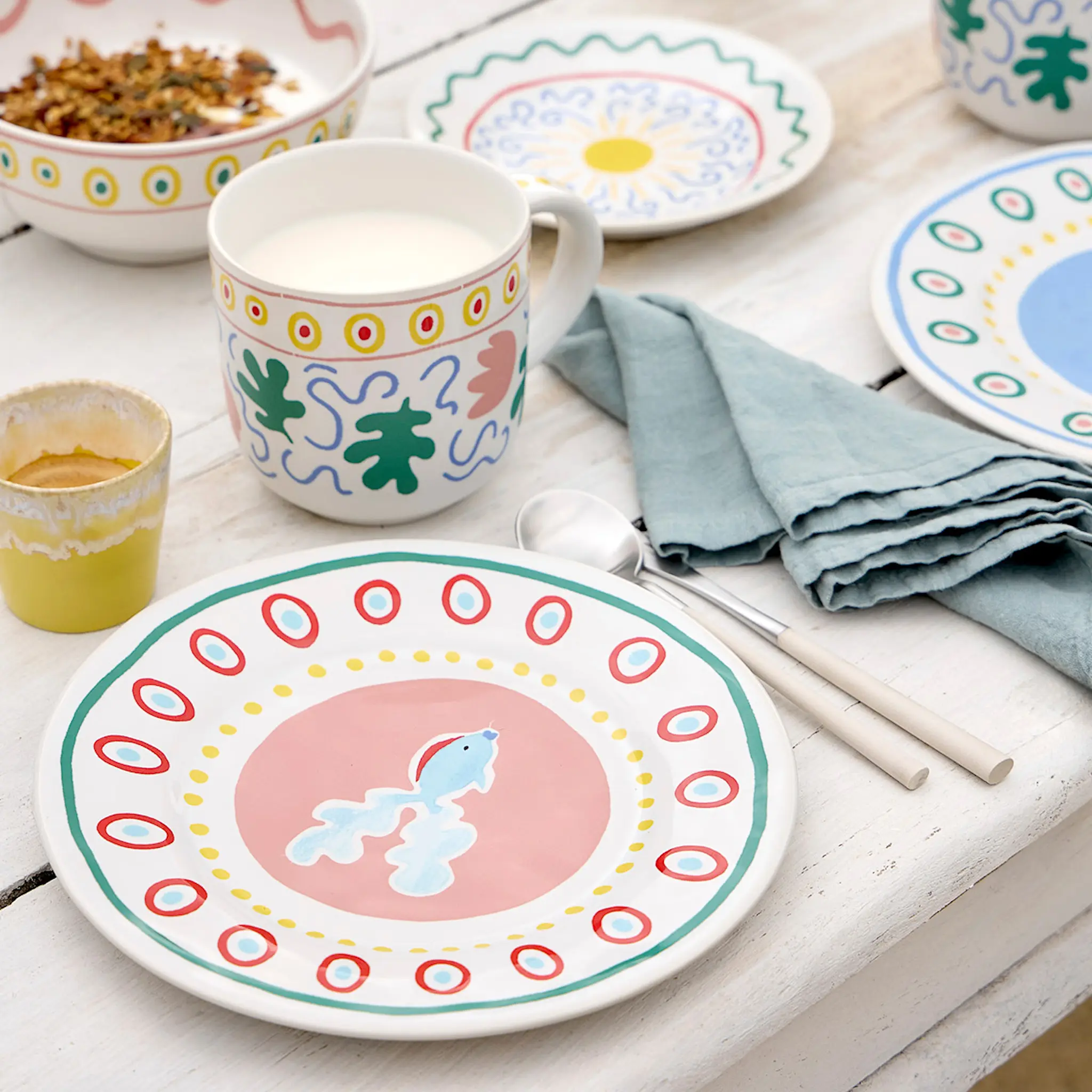 Costa Nova Bliss tallrik flat 22 cm fisk multi