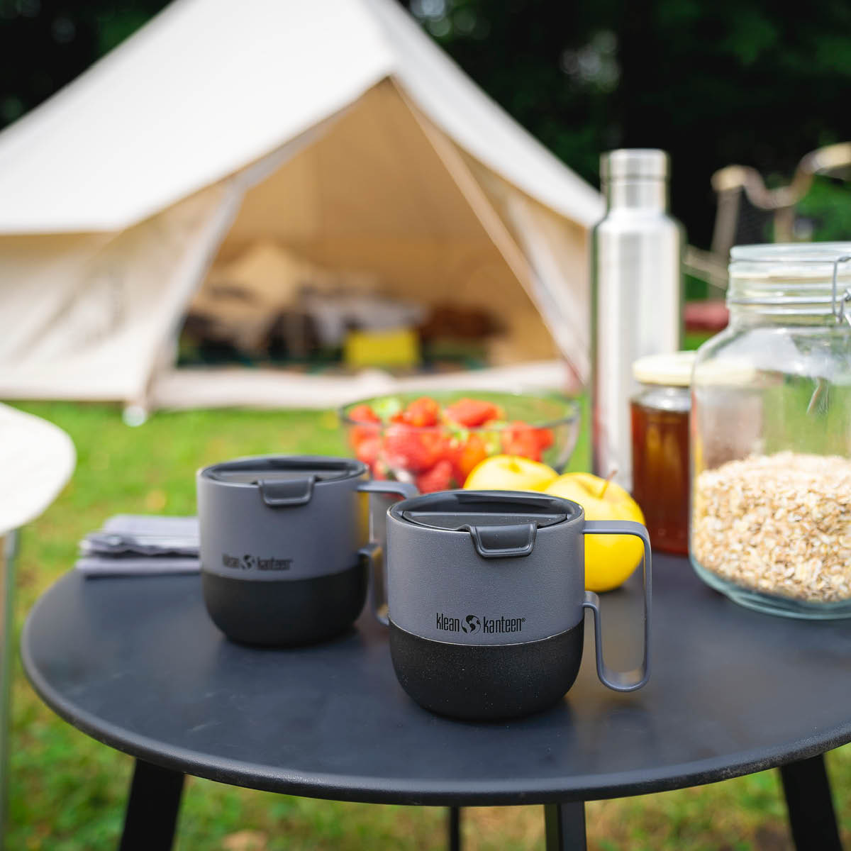 Klean Kanteen Rise mugg 41 cl med fliplock asfalt