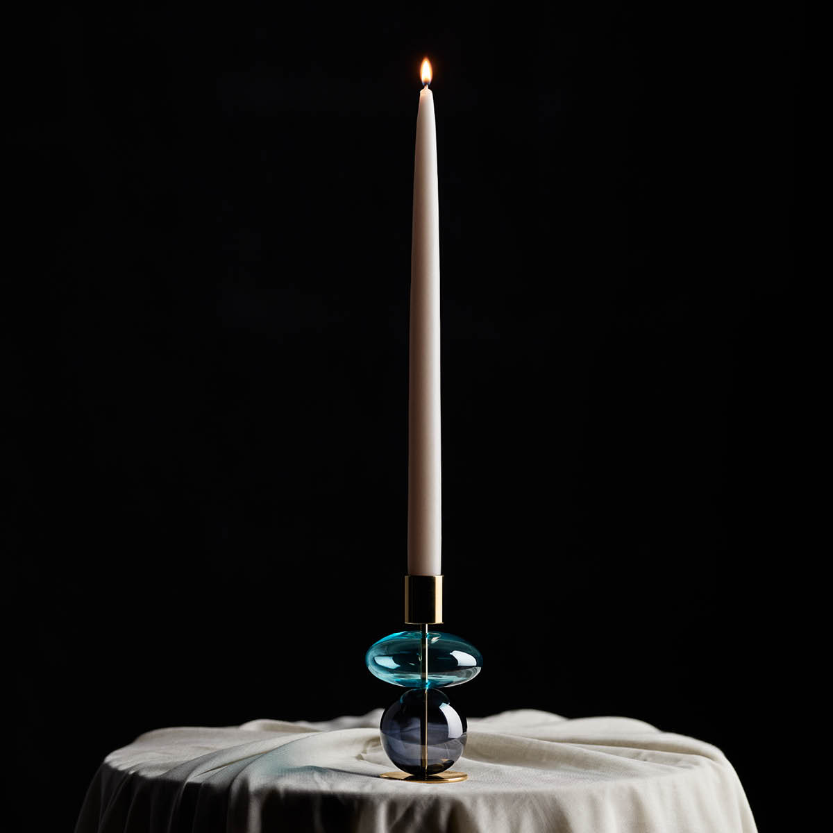 Holmegaard Bubble ljusstake mellan 14 cm safirblå/rökgrå