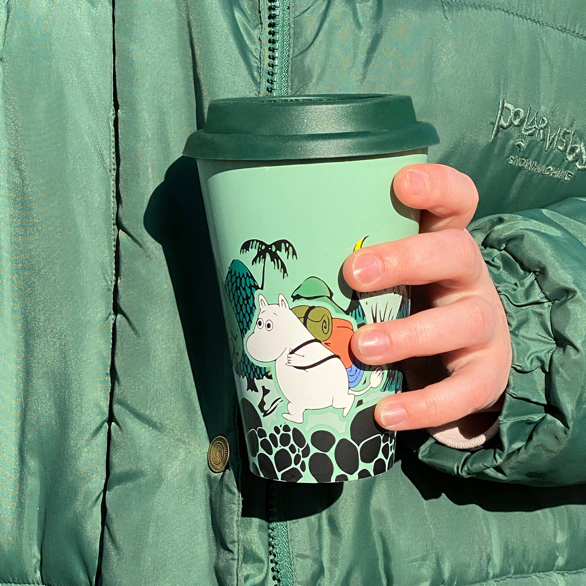 Nordicbuddies Mumin take away mugg 45 cl Mumintrollet av äventyrlig grön