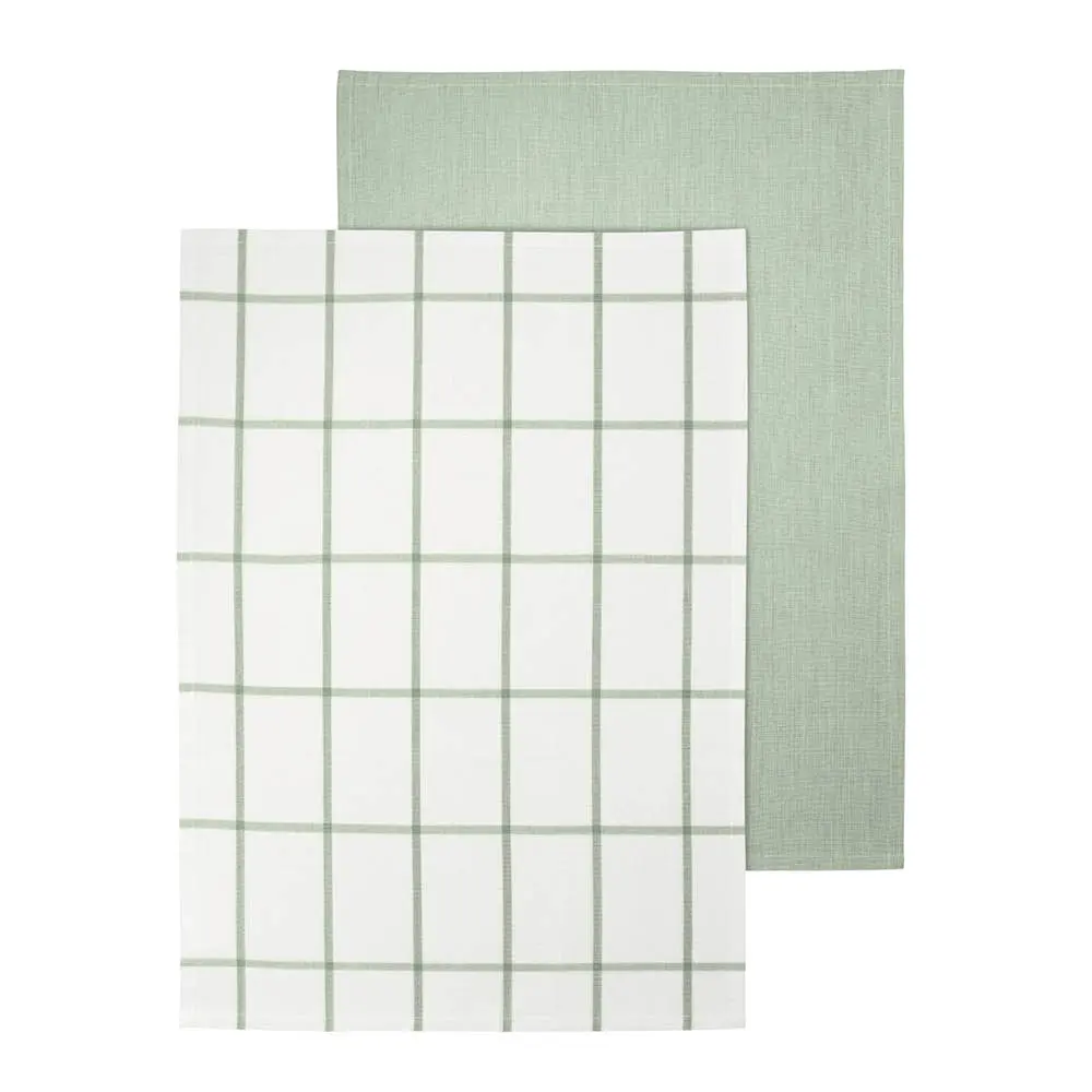 Taulo kjøkkenhåndkle 70x50 cm 2 stk hvit/grønn rutet