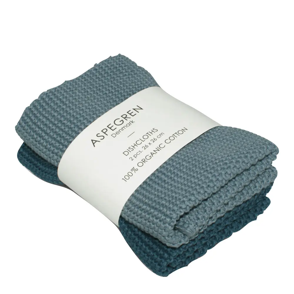 Solid Neulottu tiskirätti 26x26 cm 2 kpl Blue