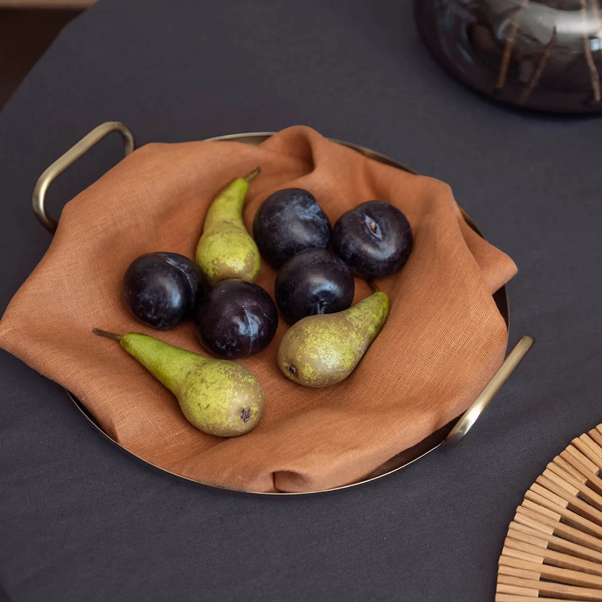 Fanni K Pellava kökshandduk 45x70 cm nötbrun