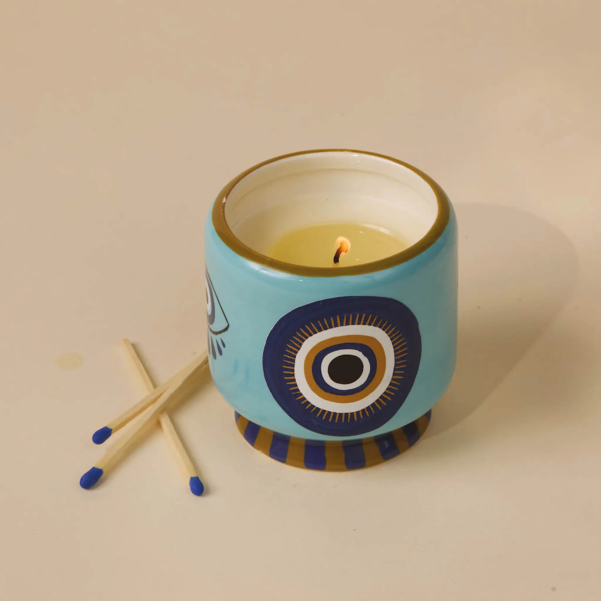 Paddywax Adopo doftljus incense & smoke 8,8 cm Eye blå