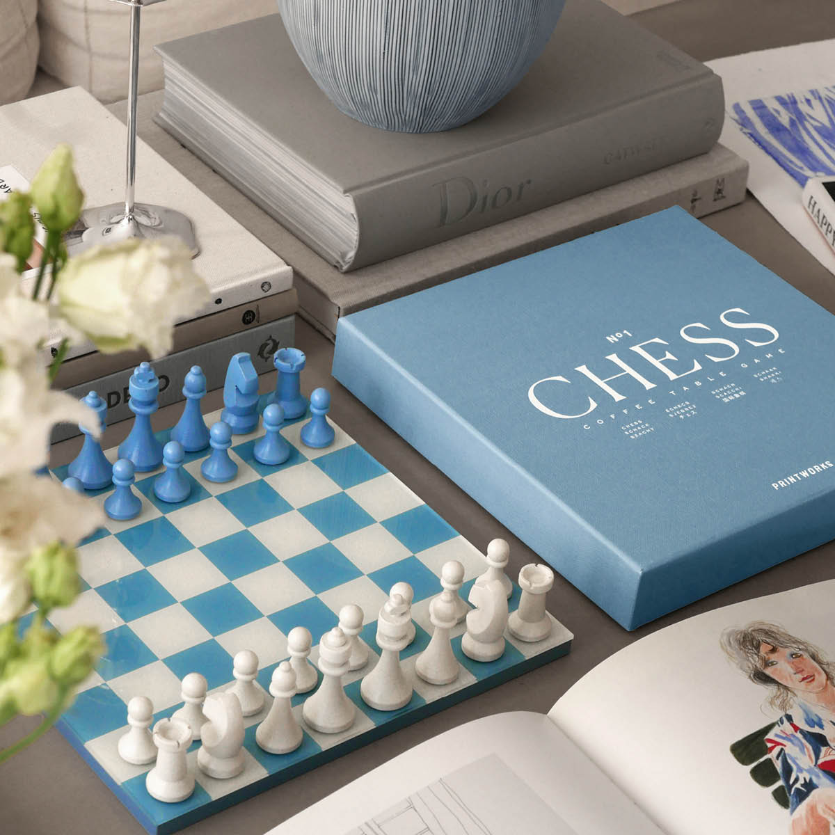 Printworks Klassisk schackspel dusty blue