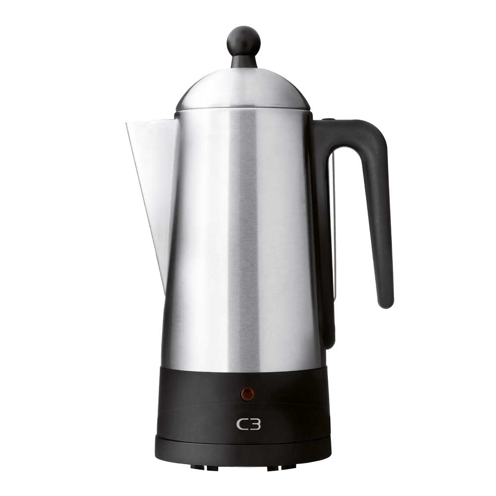 C3 Perkulator Design 6 koppar 27 cm borstat rostfritt stål