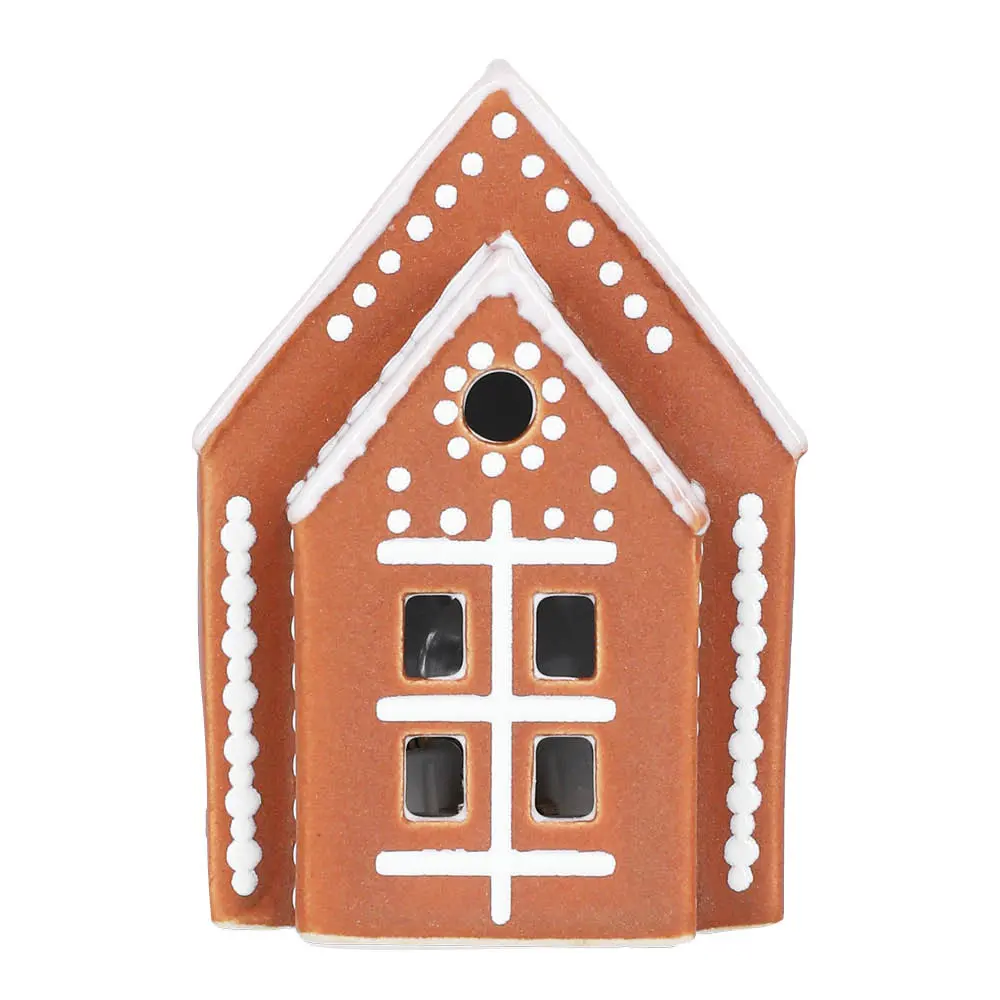 Gingerbread kynttilätalo Kirkko LED 8,5 ruskea