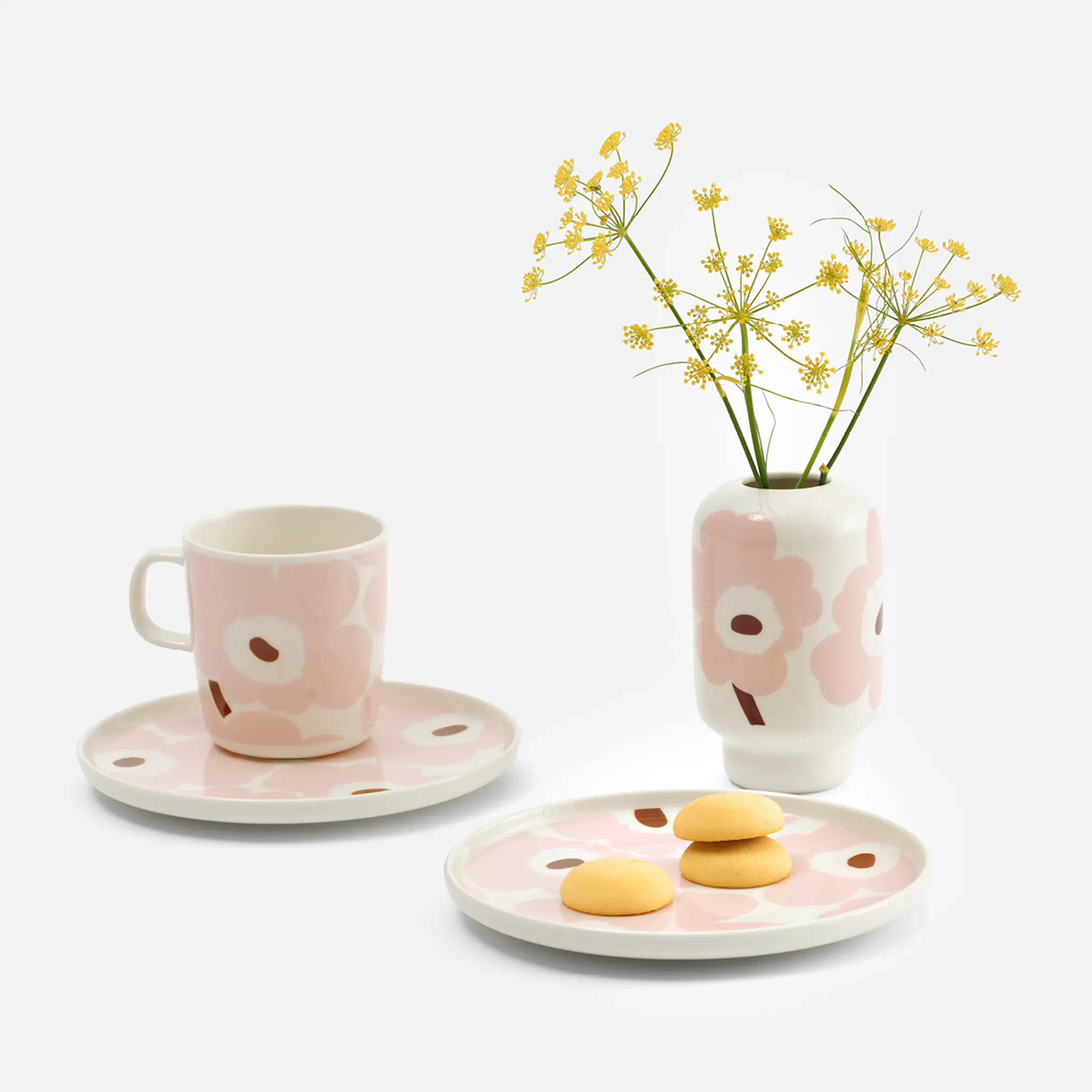 Marimekko Unikko assiett 20 cm vit/ljusrosa/kastanj