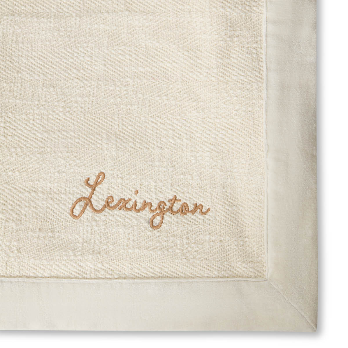 Lexington Fiskbensmönstrat överkast bomull 260x240 cm ljusbeige