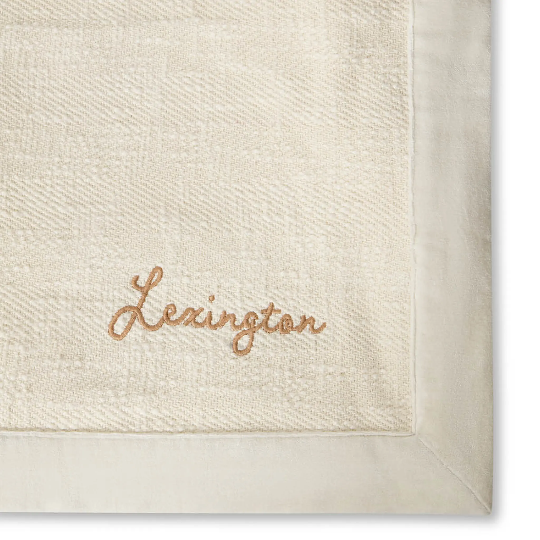 Lexington Fiskbensmönstrat överkast bomull 260x240 cm ljusbeige