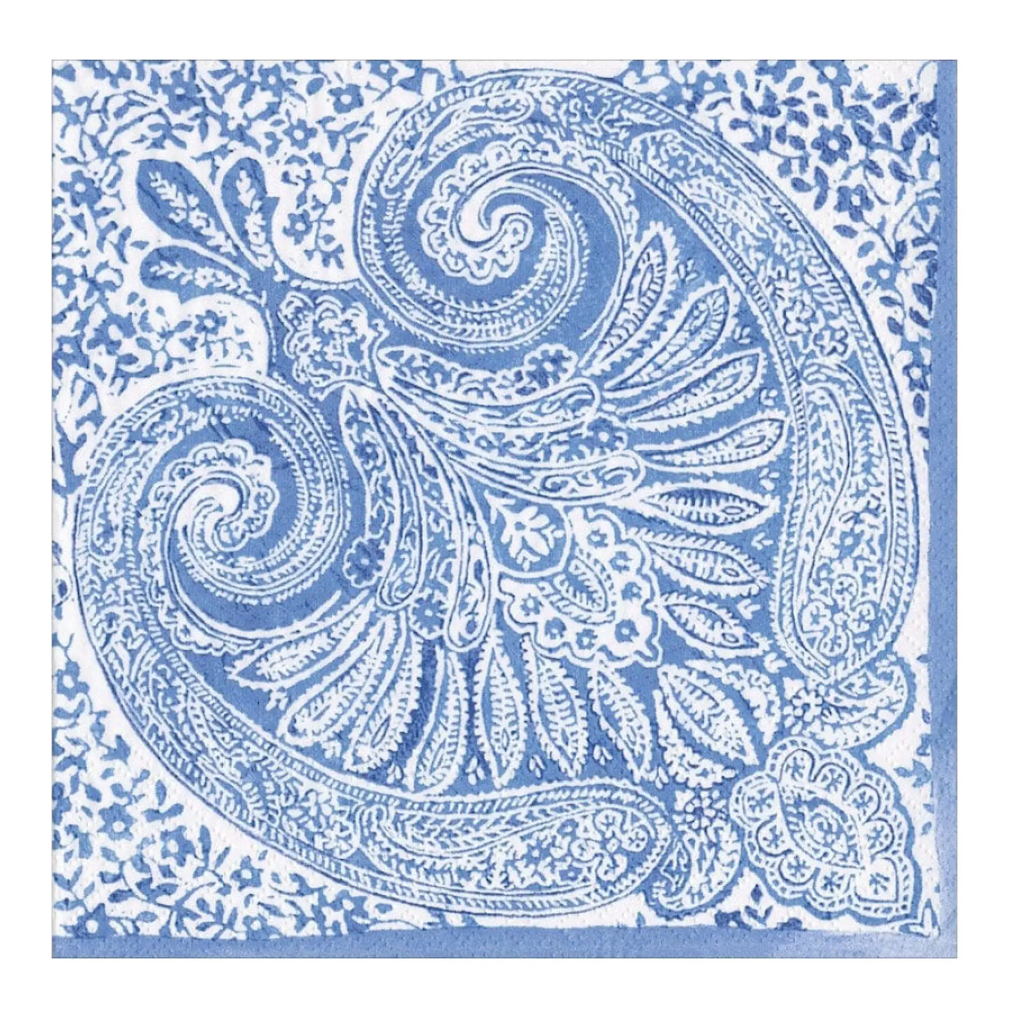 Caspari Paisley Medallion servett 33x33 cm 20-pack blå/vit