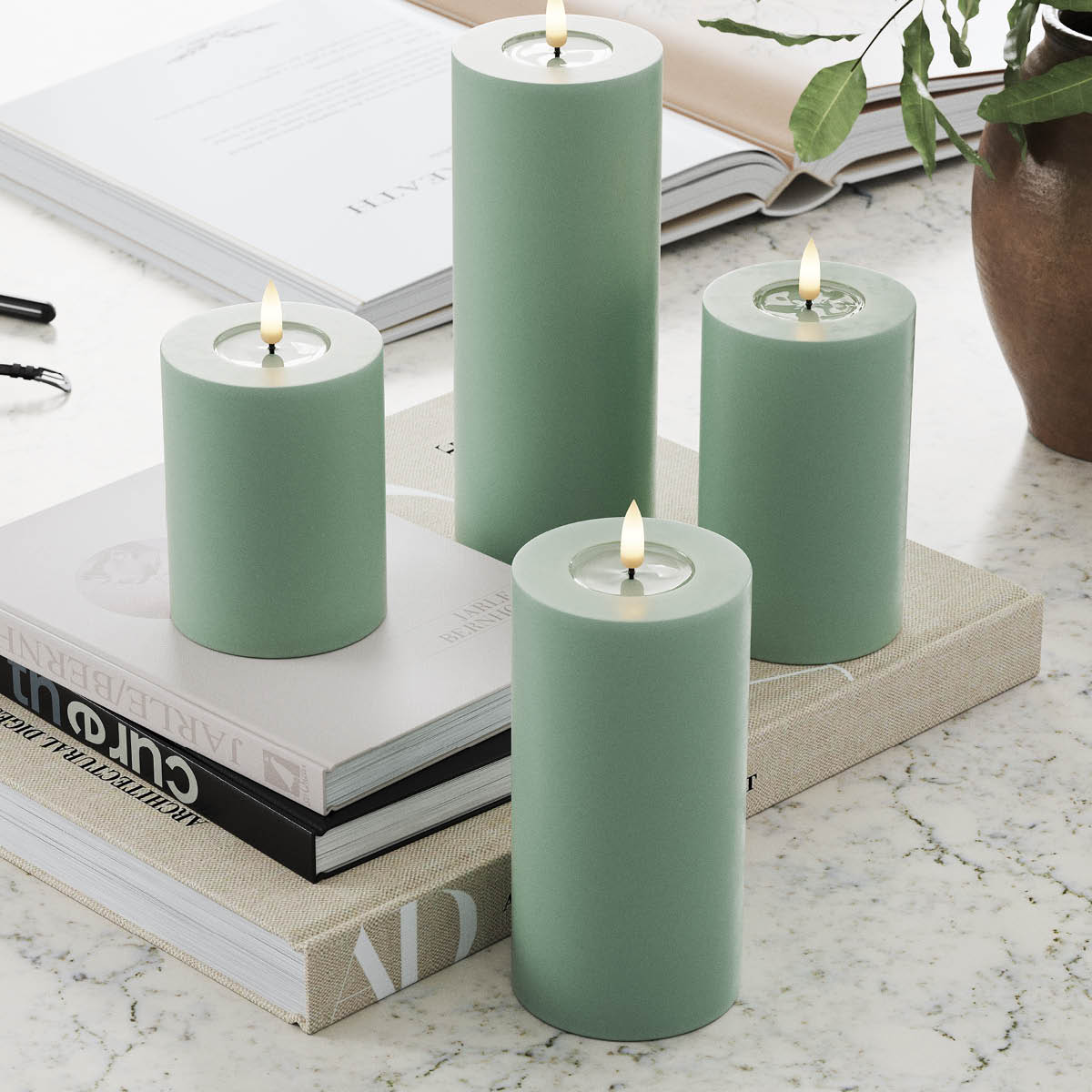 DeluxeHomeart LED kubbelys 7,5 x 15 cm salvie grønn