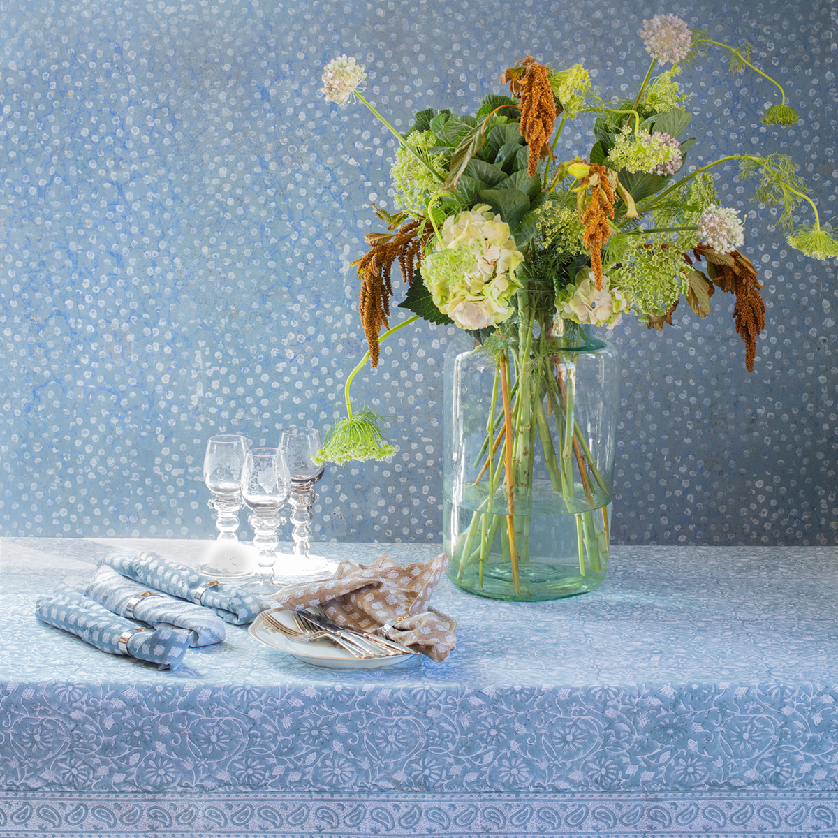 Chamois Margerita duk 150x350 cm cashmere blue