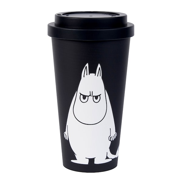 Mumin take away mugg 45 cl Mumintrollet arg svart