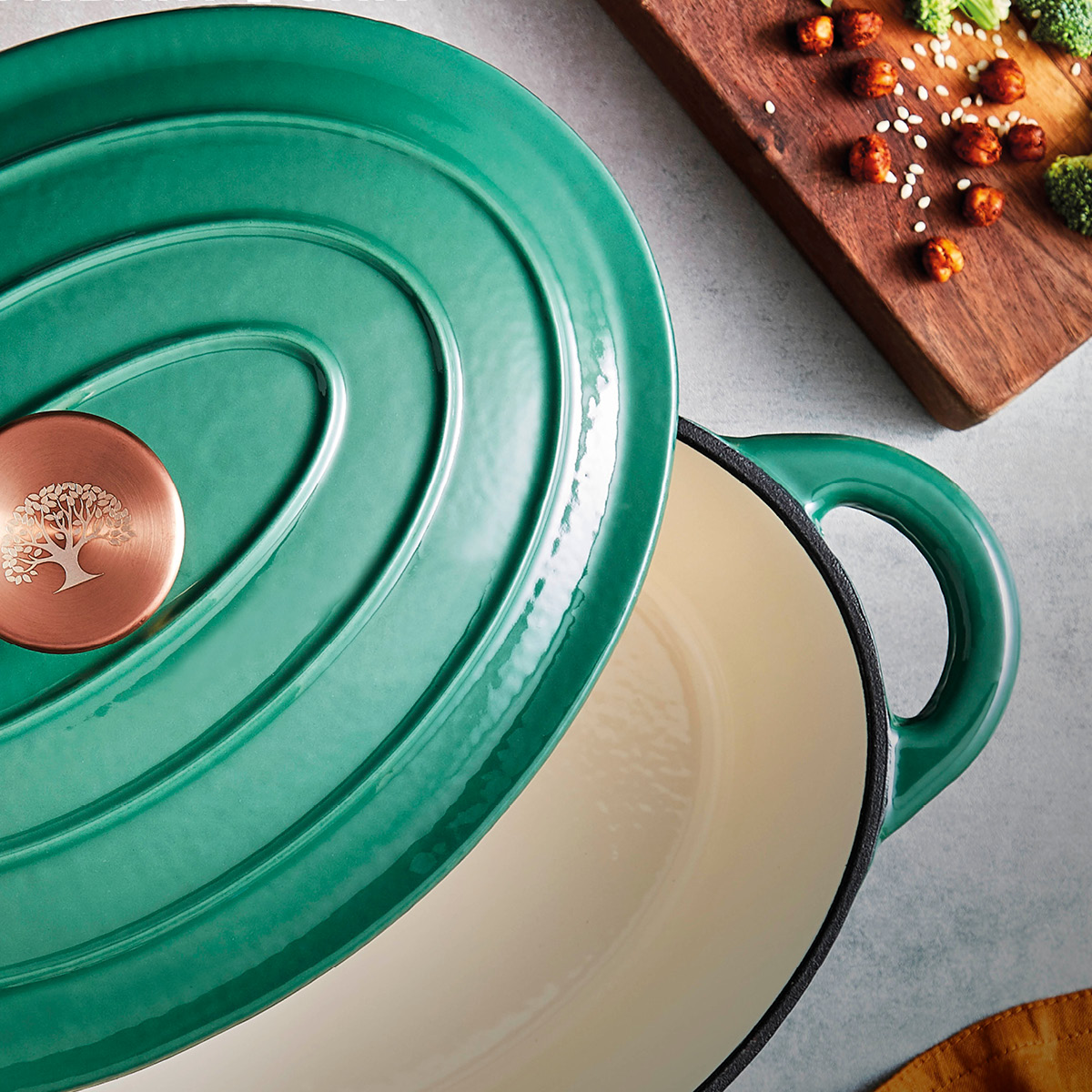 Barbary&Oak Gjutjärnsgryta oval 29 cm 3 L Grön