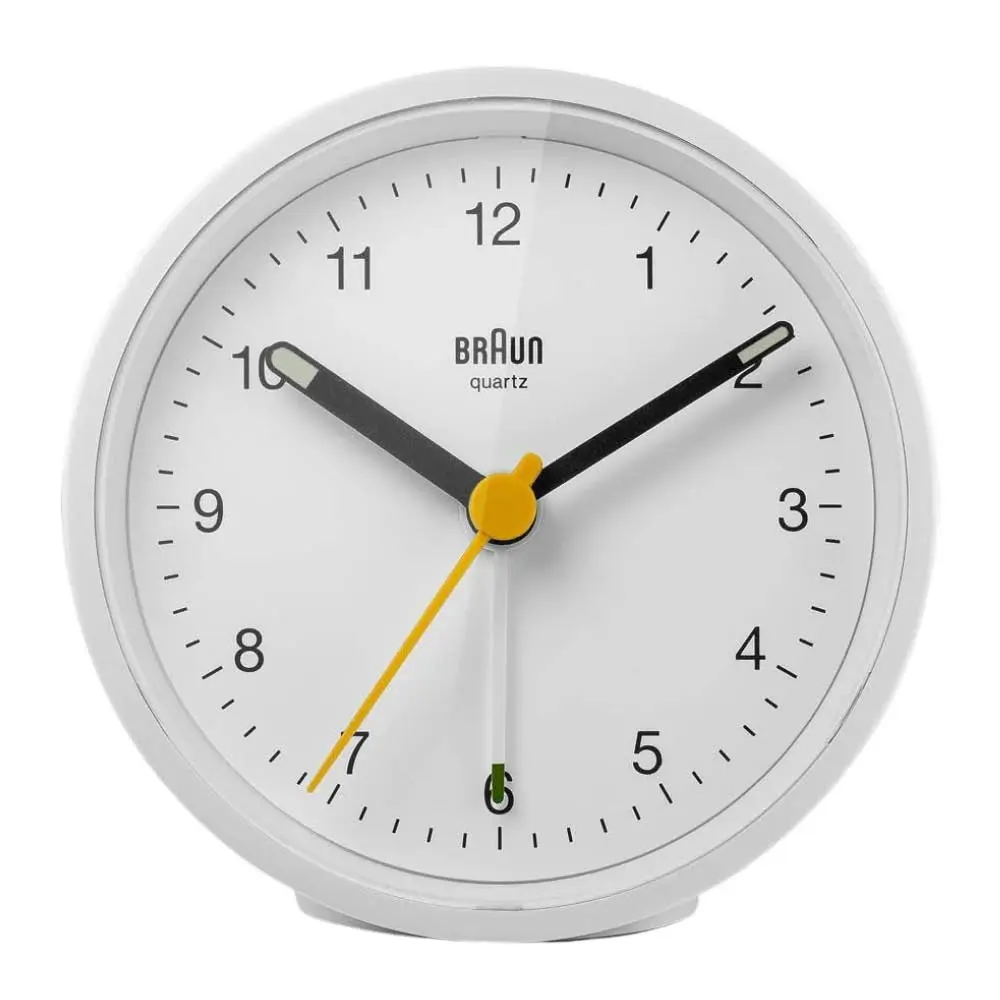 Vekkerklokke analog 7,5 cm hvit