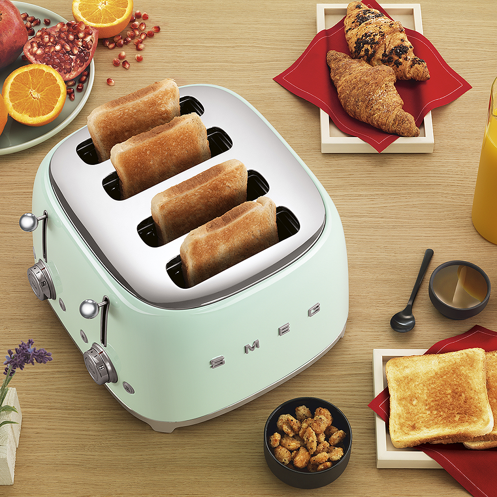 Smeg Smeg Leivänpaahdin neliömäinen 4 viipaletta TSF02 Pastellinvihreä