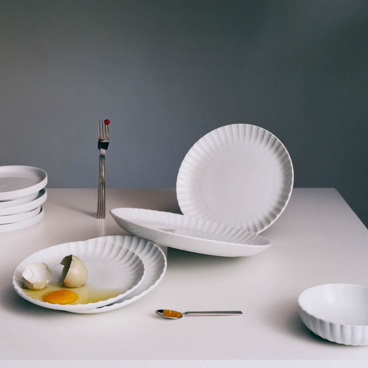 Georg Jensen Bernadotte coupe Lautanen 19,5 cm Valkoinen