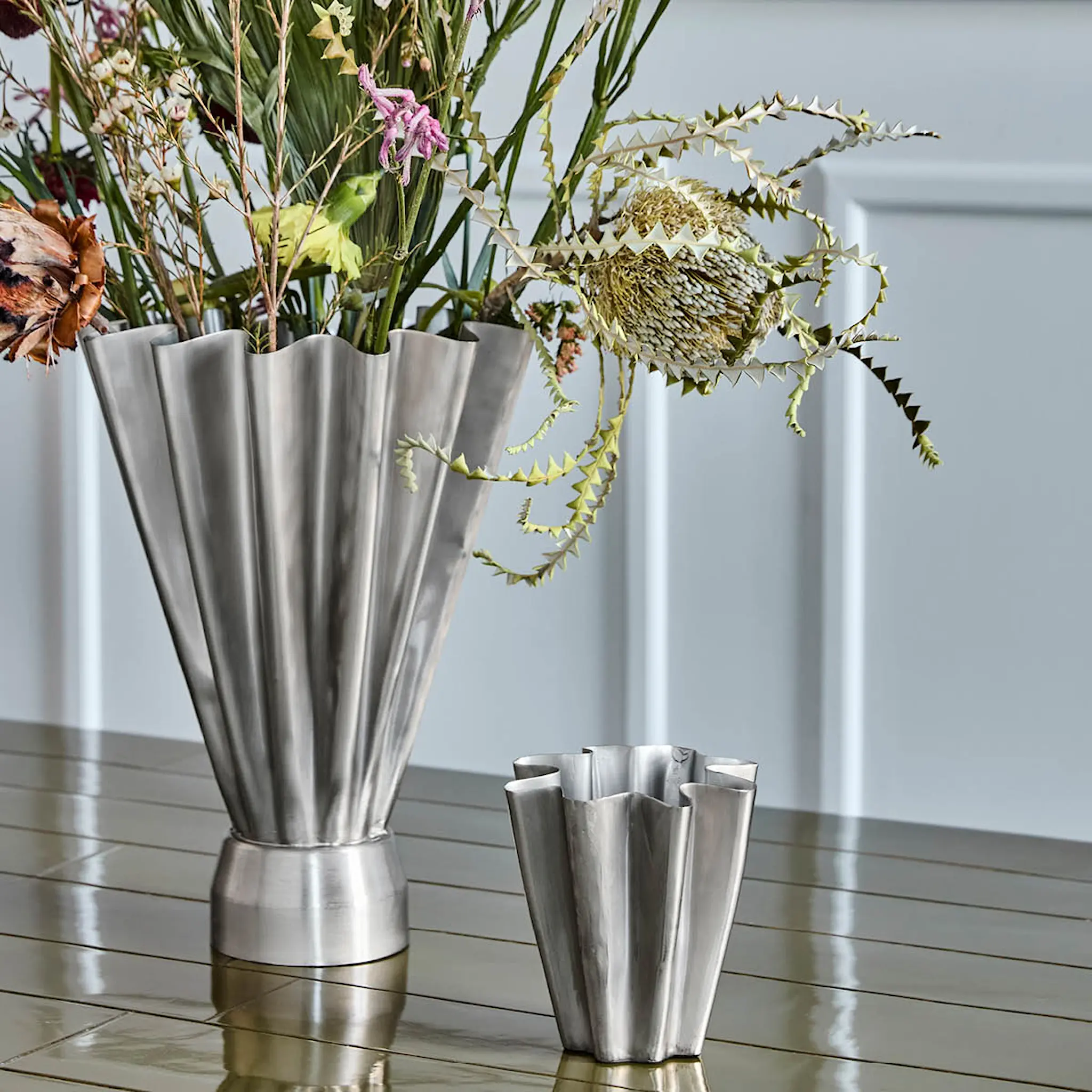 House Doctor Flood vas 13 cm borstad silverfinish