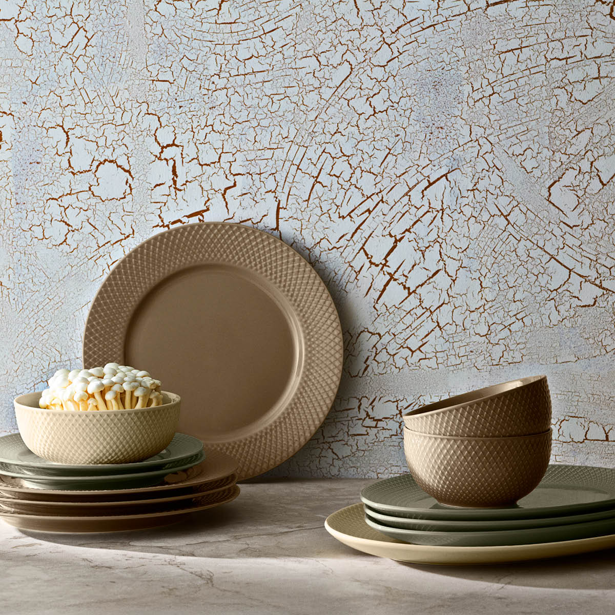 Lyngby Porcelæn Rhombe Earth middagstallerken 27 cm clay