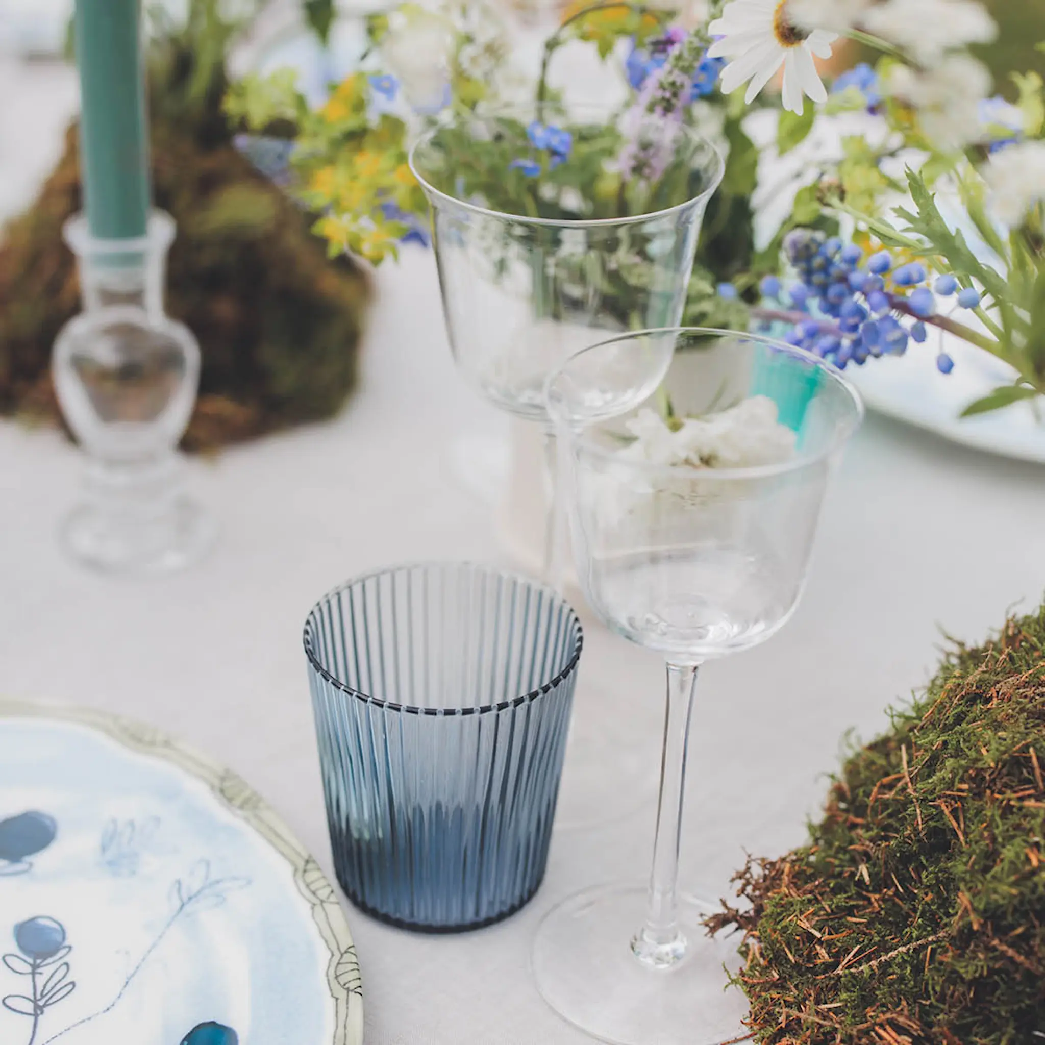 Paveau Ribbed Elegance glas Twilight 25 cl blå