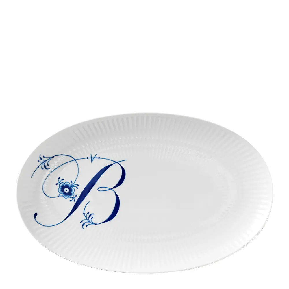 Blue Fluted Pl Alphabet Lautanen soikea 23 cm B