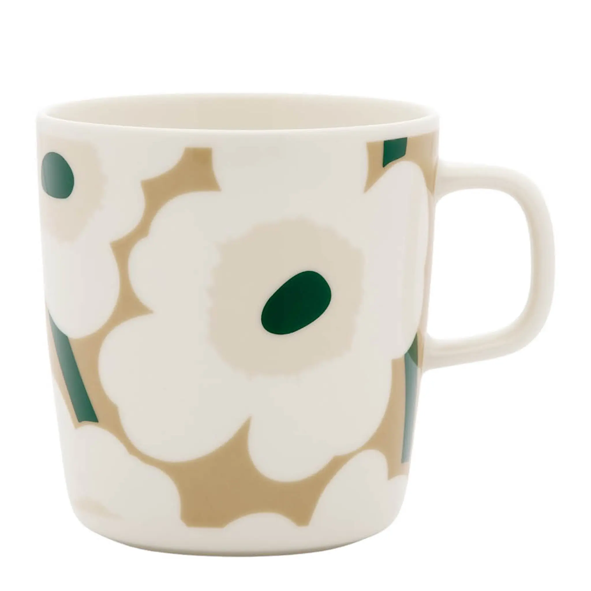 Marimekko Oiva Unikko mugg 40 cl vit/beige/grön