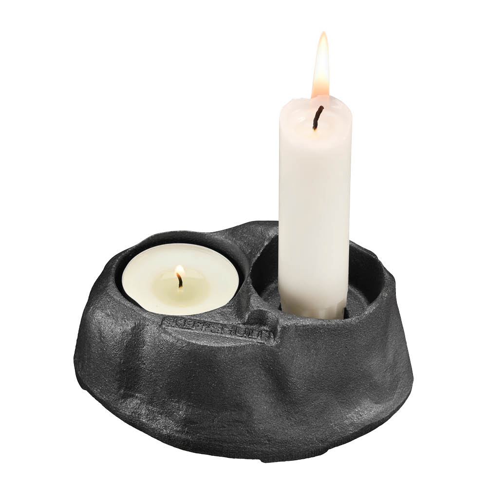 Skeppshult Design ljusstake för ljusstumpar 2 ljus 12x8 cm svart