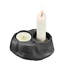 Design ljusstake för ljusstumpar 2 ljus 12x8 cm svart