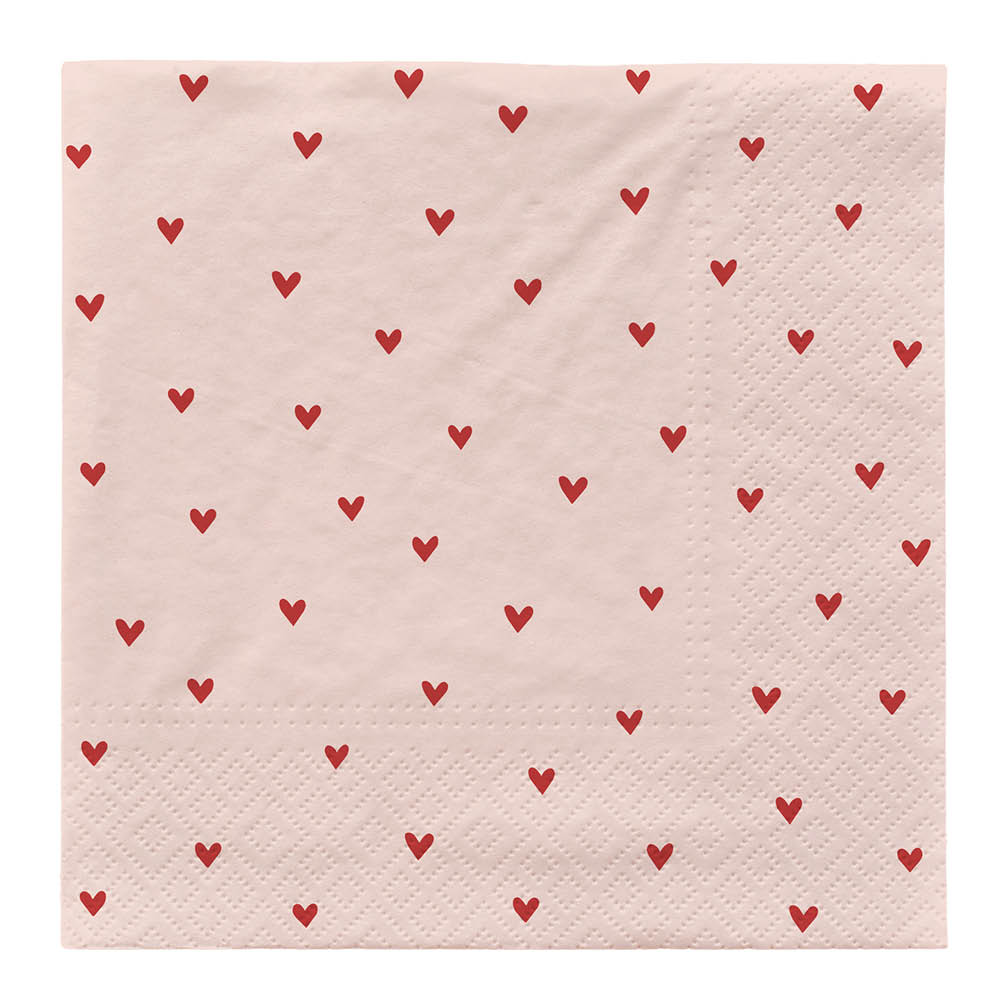 Broste Copenhagen Amor Servetti 33x33 cm 20 kpl Vaaleanpunainen/Punainen