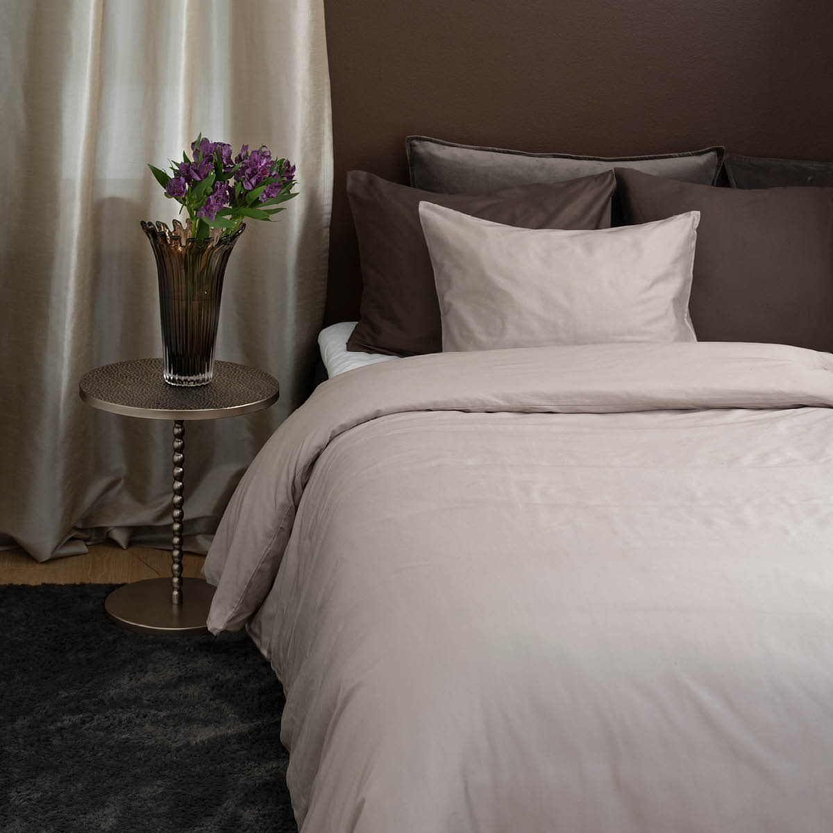 Fanni K Påslakanset satin 150x210 cm sand