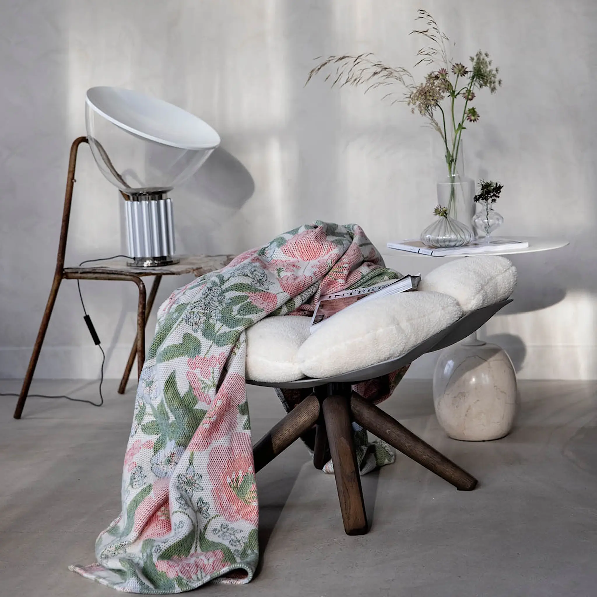 Ekelund Bettys tulpaner pläd 140x170 cm rosa