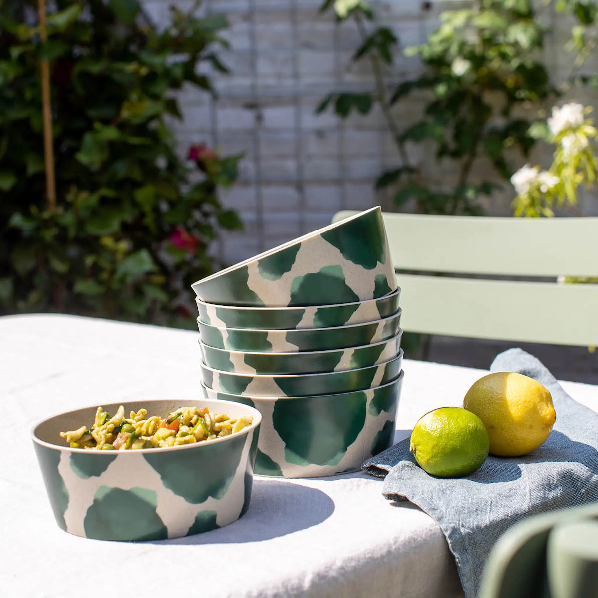 Koziol Connect Monstera servisesett 16 deler beige/grønn