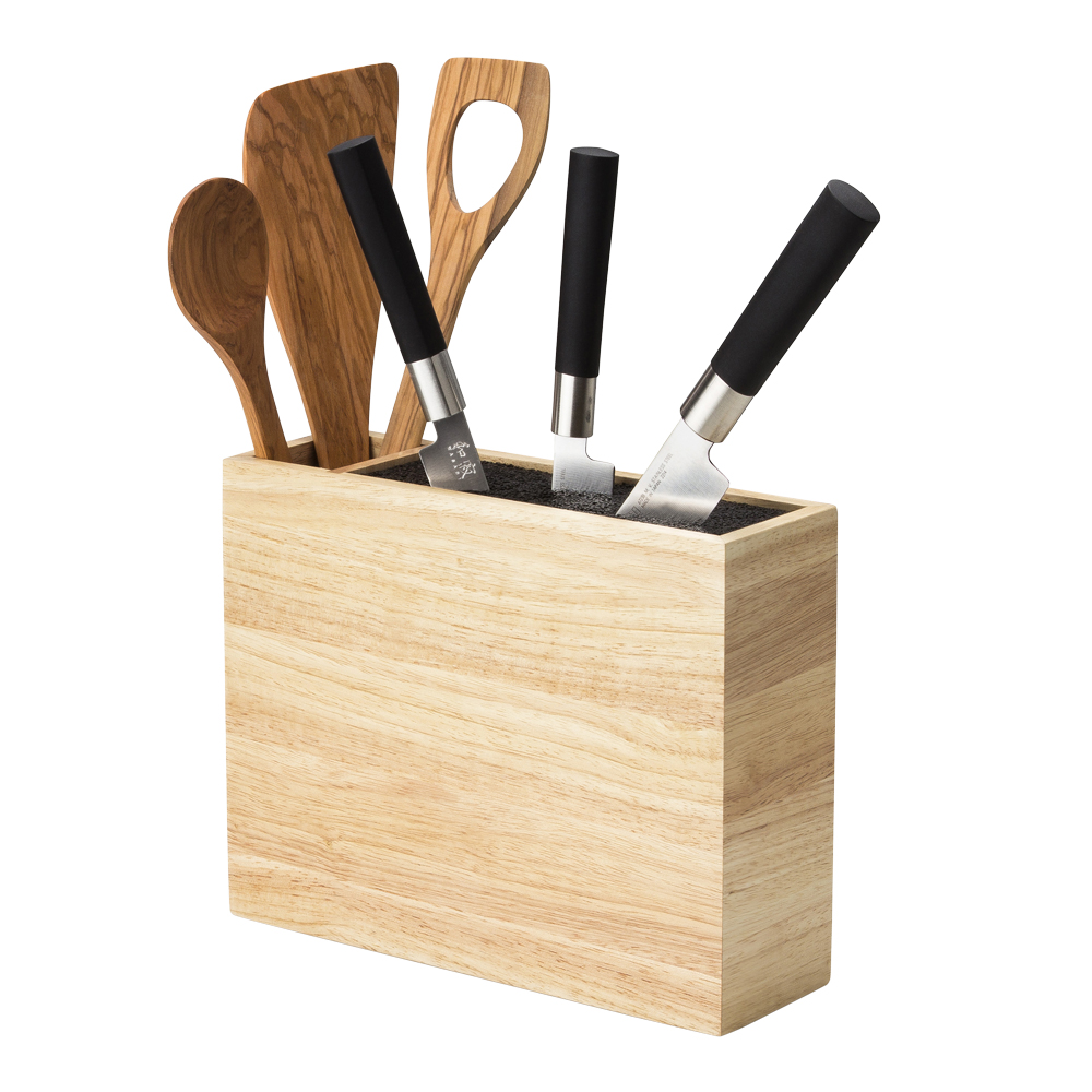 Continenta Knivblock med redskapsfack gummiträ