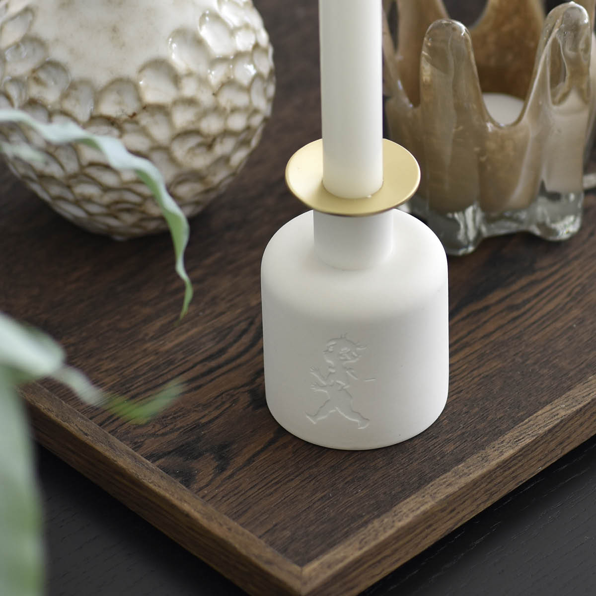 SOLSTICKAN Keramikljusstake 10×7 cm vit