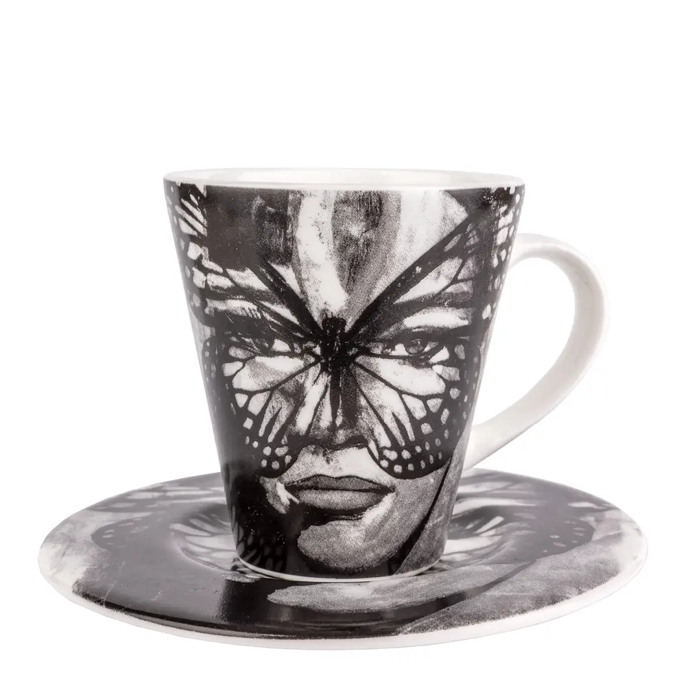 Espressomuki ja aluslautanen Golden Butterfly 9 cl