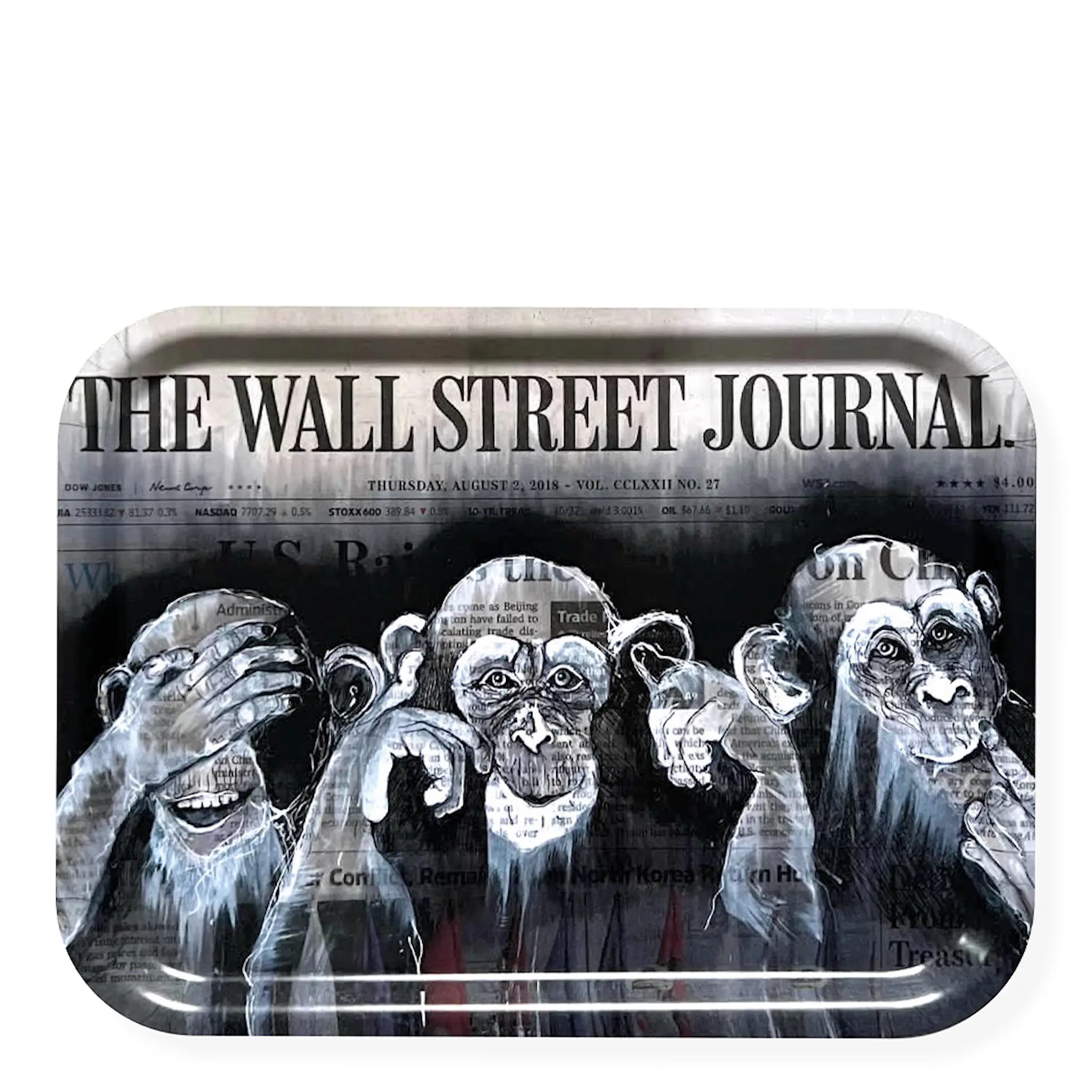 LISA TÖRNER ART Frukostbricka The Three Wise Monkeys 20x27 cm Svart