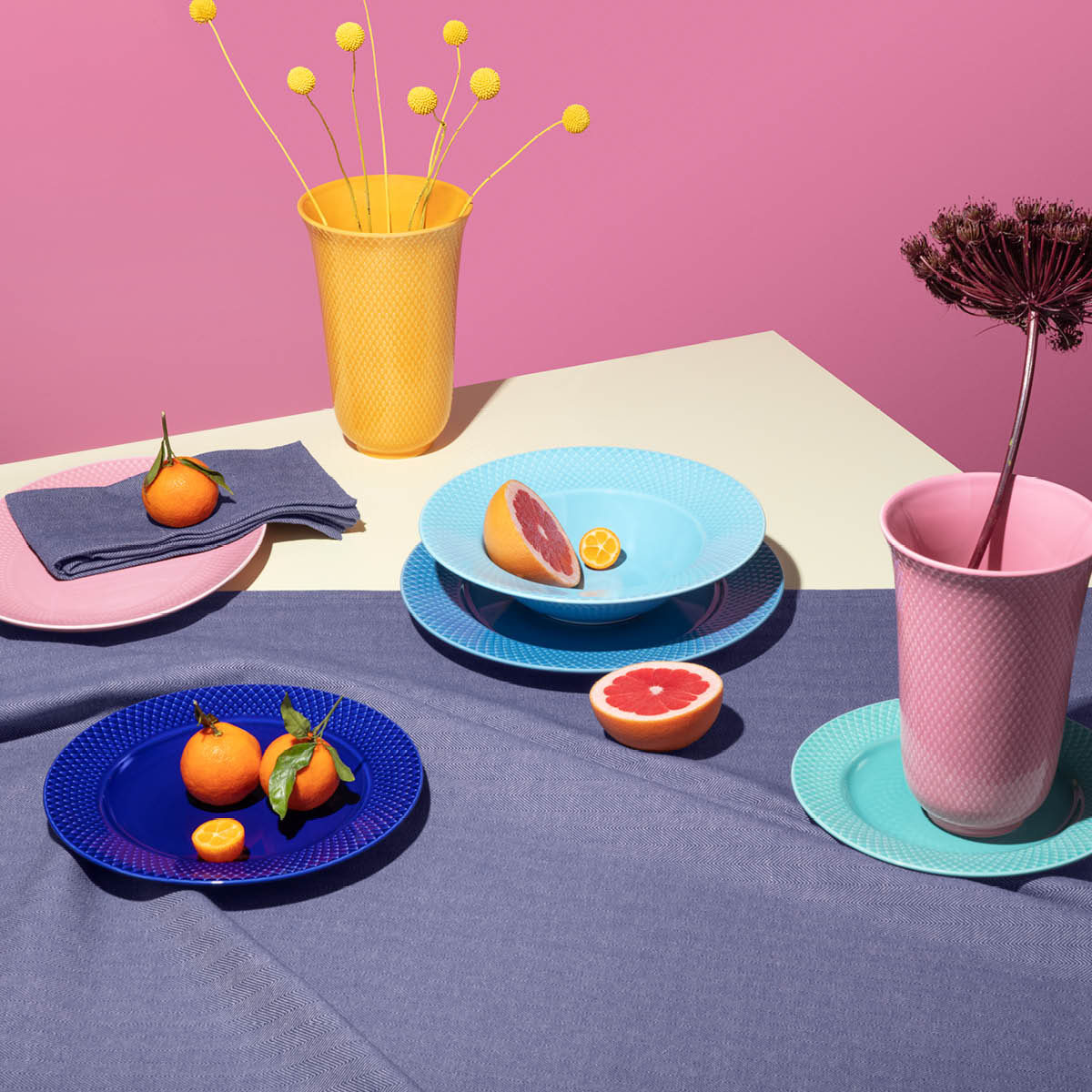 Lyngby Porcelæn Rhombe Color Tallrik 23 cm Mörkblå