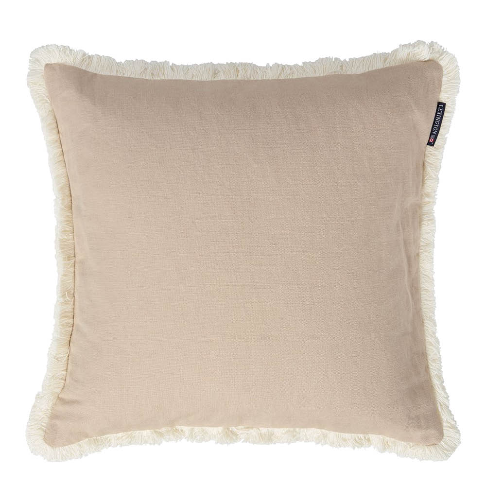 Lexington Kuddfodral linne/bomull med fransar 50x50 cm beige