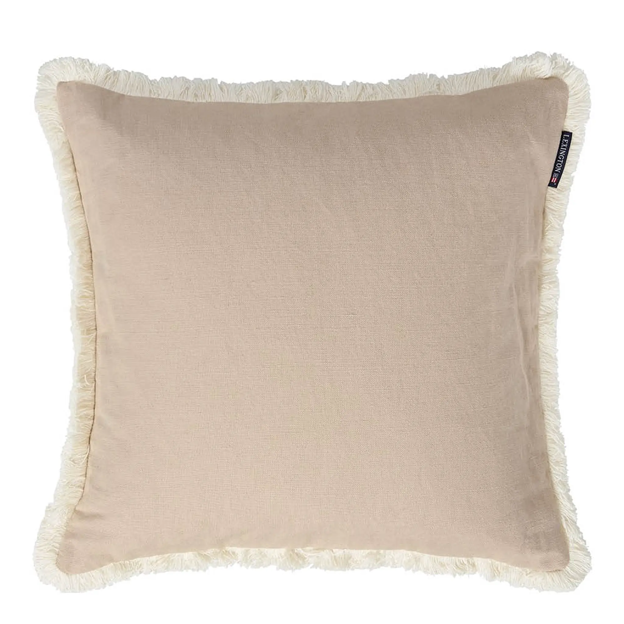 Lexington Kuddfodral linne/bomull med fransar 50x50 cm beige