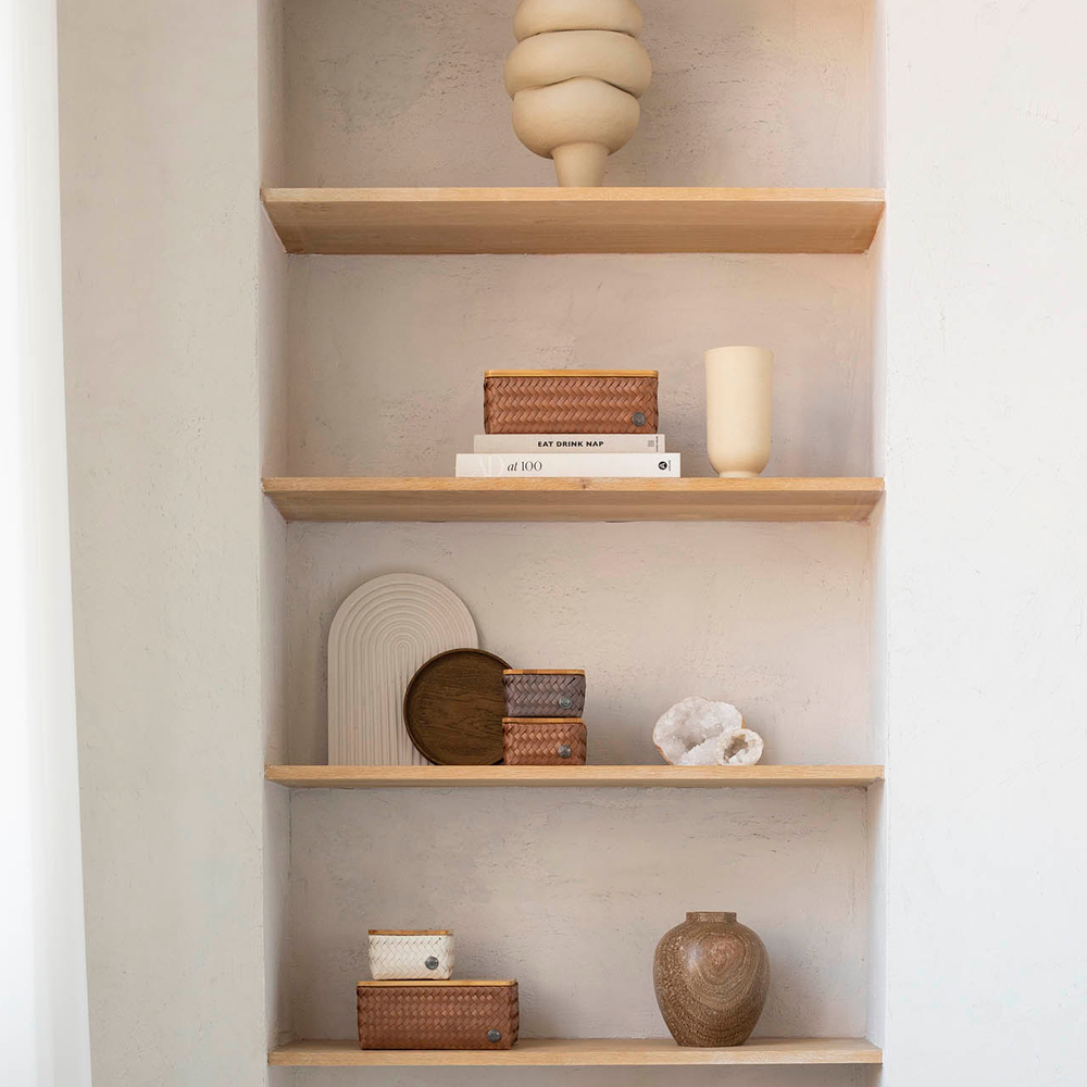 Handed By Top Fit Tiny förvaringskorg med lock 13x13x8 cm taupe